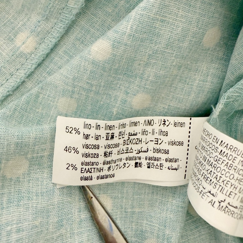 NWT Zara Linen Blend Polka Dot Midi Dress in Light Turquoise Size S - Picture 16 of 16